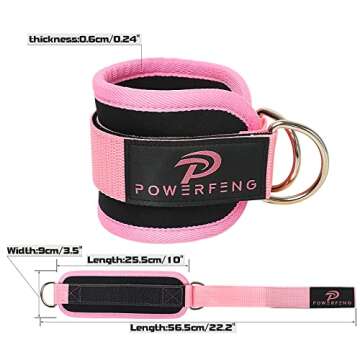 powerfeng Ankle Strap Cable Machine: Ankle Cable Attachments for Gym Ankle Cuff Cable Glute Kickback...