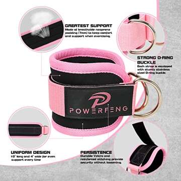 powerfeng Ankle Strap Cable Machine: Ankle Cable Attachments for Gym Ankle Cuff Cable Glute Kickback Ankle Straps for Leg & Glute Ankle Cuffs Women