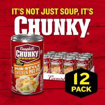 Campbell's Chunky Soup, Pub-Style Chicken Pot Pie Soup, 18.8 oz Can (Pack of 12)
