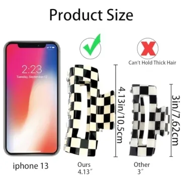 Trendy Checkered Hair Claw Clips for All Hair Types