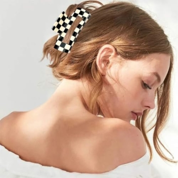 Trendy Checkered Hair Claw Clips for All Hair Types