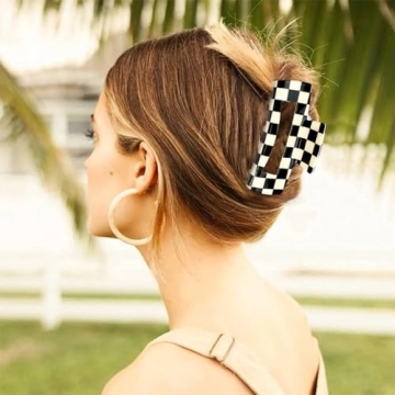 Trendy Checkered Hair Claw Clips for All Hair Types