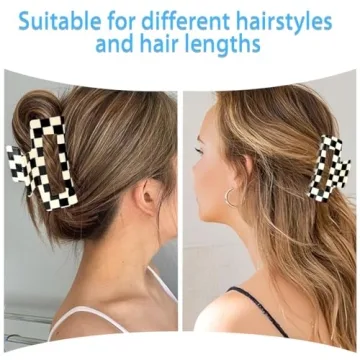 Trendy Checkered Hair Claw Clips for All Hair Types