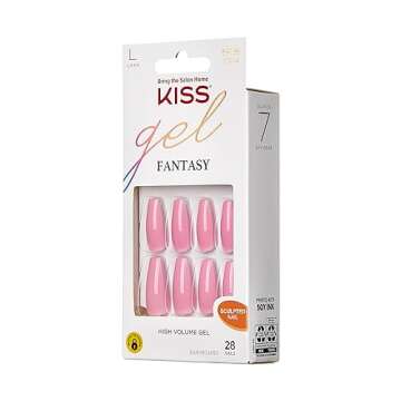 KISS Gel Fantasy Sculpted Long Fake Nails - Countless Times, Easy To Apply, Easy Removal, Up To 7 Da...