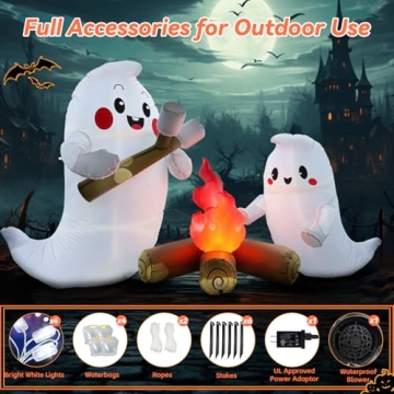 7FT Halloween Inflatable Ghost Campfire Decoration