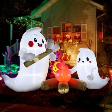 7FT Halloween Inflatable Ghost Campfire Decoration