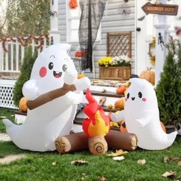 7FT Halloween Inflatable Ghost Campfire Decoration