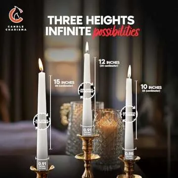 Premium Bright White 15 Inch Taper Candles for Events