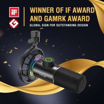 FIFINE USB Gaming Microphone, RGB Dynamic Mic for PC, with Tap-to-Mute Button, Plug & Play Cardioid ...