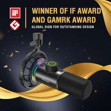 FIFINE USB Gaming Microphone, RGB Dynamic Mic for PC, with Tap-to-Mute Button, Plug & Play Cardioid ...