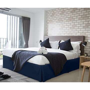 Utopia Bedding Queen Bed Skirt - Soft Quadruple Pleated Ruffle - Easy Fit with 16 Inch Tailored Drop - Hotel Quality, Shrinkage and Fade Resistant (Queen, Navy)