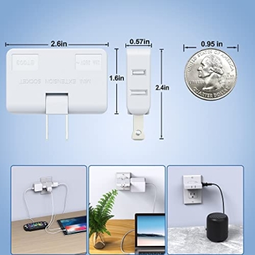 ETwinCoo 3 Way Flat Wall Outlet Extender for All Devices