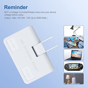 ETwinCoo 3 Way Flat Wall Outlet Extender for All Devices