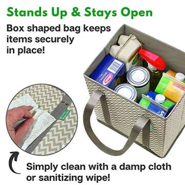 Reusable Grocery Shopping Box Bags (3 Pack - Heron). Large, Premium Quality Heavy Duty Tote Bag Set ...