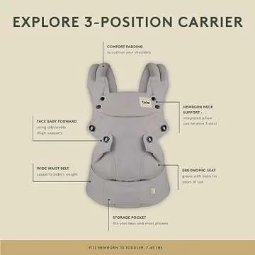 Baby Tula Coast Explore Mesh Baby Carrier, Adjustable Newborn to Toddler Carrier, Ergonomic and Multiple Positions for 7 – 45 pounds (Coast Infinite)