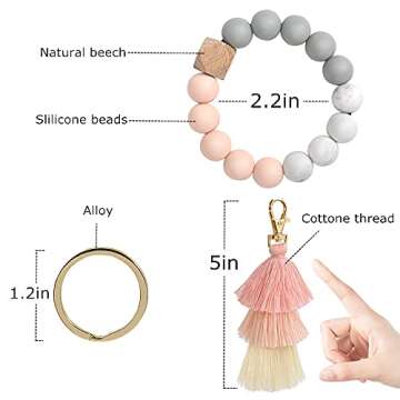 Chic Bisanzoya Beaded Keychain with Tassel for Women - Stylish Silicone Wristlet