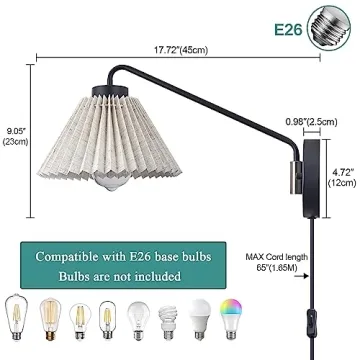 BISAMIYA Foldable Wall Lamp Set of 2 for Any Room