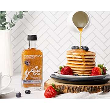 Runamok Sparkle Syrup - Maple Syrup Infused with Edible Sparkles, Perfect Pancake Syrup, Fun Vermont Maple Syrup for Beverages, Fresh Fruit & Dessert Toppings | 8.45 Fl Oz (250mL)