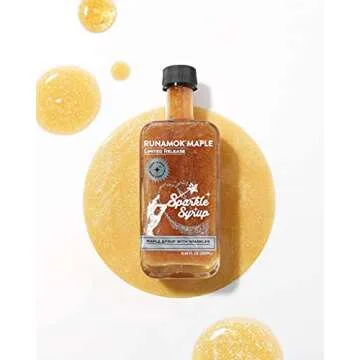 Runamok Sparkle Syrup - Maple Syrup Infused with Edible Sparkles, Perfect Pancake Syrup, Fun Vermont Maple Syrup for Beverages, Fresh Fruit & Dessert Toppings | 8.45 Fl Oz (250mL)