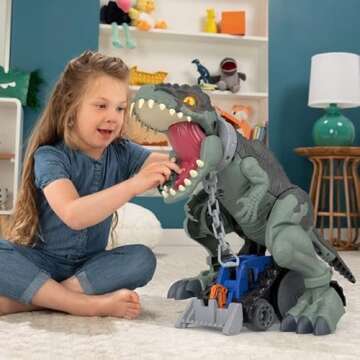 Fisher-Price Imaginext Jurassic World Dinosaur Toy Mega Stomp & Rumble Giga with Lights & Sounds for...