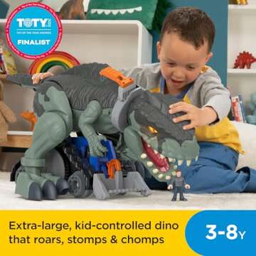 Fisher-Price Imaginext Jurassic World Dinosaur Toy Mega Stomp & Rumble Giga with Lights & Sounds for Pretend Play Preschool Kids Ages 3+ Years