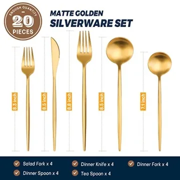 Luxury Matte Gold Silverware Set for Elegant Dining