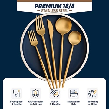 Luxury Matte Gold Silverware Set for Elegant Dining