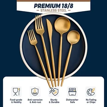Luxury Matte Gold Silverware Set for Elegant Dining
