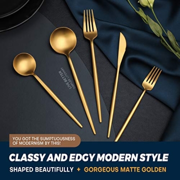 Luxury Matte Gold Silverware Set for Elegant Dining