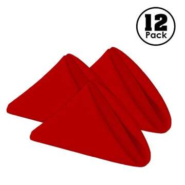 Gee Di Moda Cloth Napkins - 17 x 17 Inch Red Dinner Napkins - Set of 12 Soft & Absorbent Washable Fa...