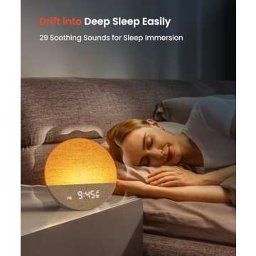 Dreamegg Sunrise 1 - Sunrise Alarm Clock, Sound Machine for Sleep, Customizable Sleep Routines, Dimmable Night Light, 29 Soothing Sounds, White Noise Machine, Wake Up Light for Bedrooms, Adults, Kids