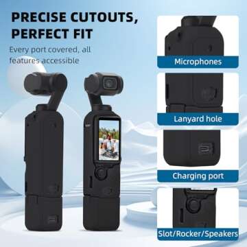 BRDRC Pocket 3 Silicone Cover, Protective Case Lens Protector Scratch-Resistant Sleeve Skin Compatible with DJI OSMO Pocket 3 Creator Combo Accessories(Black)