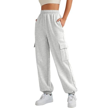 AUTOMET Womens Cargo Sweatpants – Soft High Waist Joggers with Pockets for Fall