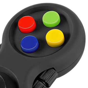 True Tonic Toys - The Original Fidget Retro: The Rubberized Classic Controller Game Pad Fidget Focus Toy with 8-Fidget Functions and Lanyard - Perfect for Relieving Stress