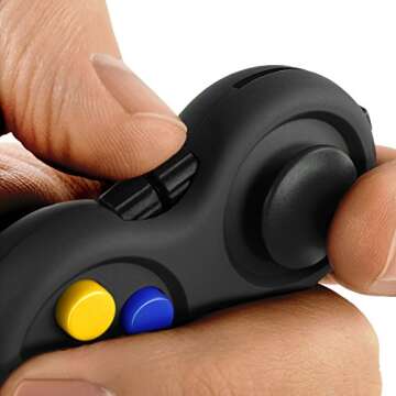 True Tonic Toys - The Original Fidget Retro: The Rubberized Classic Controller Game Pad Fidget Focus Toy with 8-Fidget Functions and Lanyard - Perfect for Relieving Stress