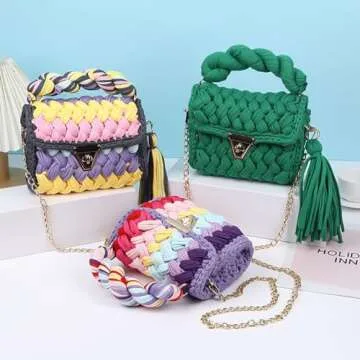 Women's Handwoven Tote Bags Chunky Yarn Crochet Crossbody Shoulder Bag DIY Knot Purse Knit Woven Handbag Evening Bag Clutch
