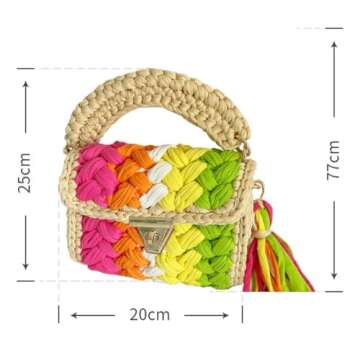 Women's Handwoven Tote Bags Chunky Yarn Crochet Crossbody Shoulder Bag DIY Knot Purse Knit Woven Handbag Evening Bag Clutch