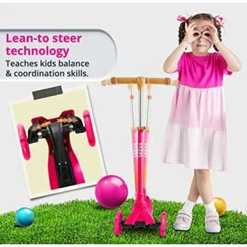 Kicksy - Adjustable Toddler Scooter with Light Up Wheels