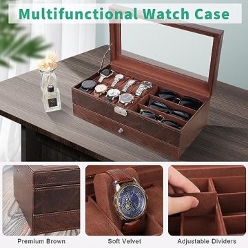 TomCare Watch Box & Jewelry Organizer - Brown