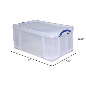 Really Useful Clear Transparent Plastic Storage Box, 64 Liters Features Attached Handles Make It Easy To Carry