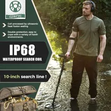 Gbnryg Professional Metal Detector for Adults,Teens[2024 Upgrade]-12" IP68 Waterproof Search Coil with LCD Backlight,5 Modes Gold Detector,Advanced DSP Chip&High Accuracy System for Beach/Gold Hunting