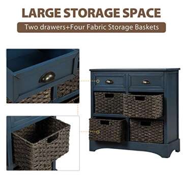 Harper & Bright Rustic Storage Cabinet with Baskets