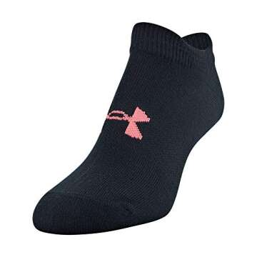Under Armour Women's Essential 2.0 Lightweight No Show Socks, 6-Pairs , Black Assorted , Medium