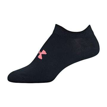 Under Armour Women's Essential 2.0 Lightweight No Show Socks, 6-Pairs , Black Assorted , Medium
