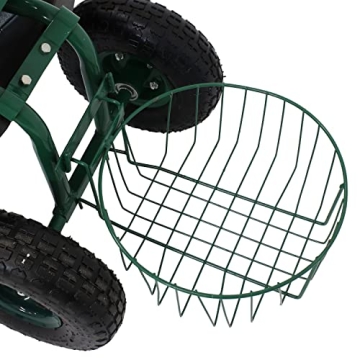 Sunnydaze Garden Seat with Wheels for Comfortable Gardening
