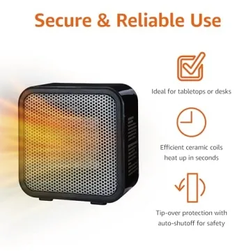Compact Ceramic Space Heater for Home & Office Comfort