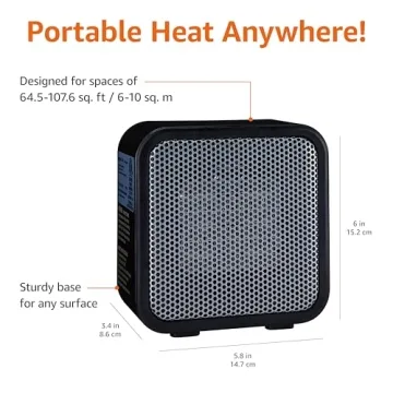 Compact Ceramic Space Heater for Home & Office Comfort