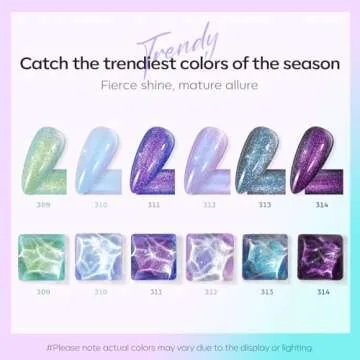 modelones Chameleon Nail Polish Set 6 Colors, Green Glitter Pink Blue Purple Holographic Quick Dry M...