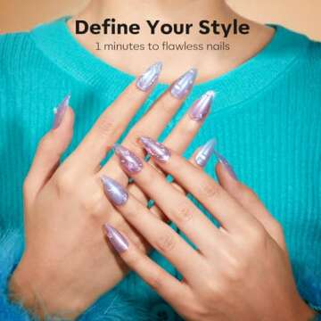 modelones Chameleon Nail Polish Set 6 Colors, Green Glitter Pink Blue Purple Holographic Quick Dry Mini Nail Lacquer Kit Gray Aurora Shimmer DIY Nail Art Manicure Gift For Women Girls