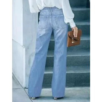 Utyful Women's High Waist Flared Ripped Jeans - Trendy Comfort